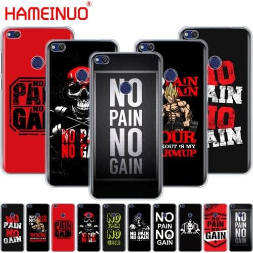HAMEINUO no pain no gain Gym and Fitness Quote Cover phone Case for huawei Ascend P7 P8 P9 P10 P20 lite plus pro G9 G8 G7 2017