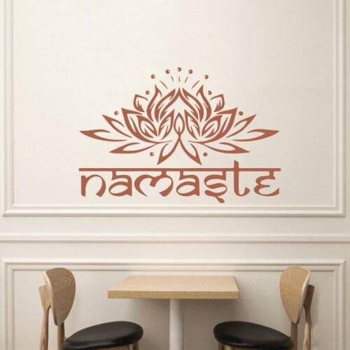 Indian Namaste Words Religion DIY Wall Decal Vinyl Lotus Yoga Sticker Buddha Home Decor Bedroom Flower Mural