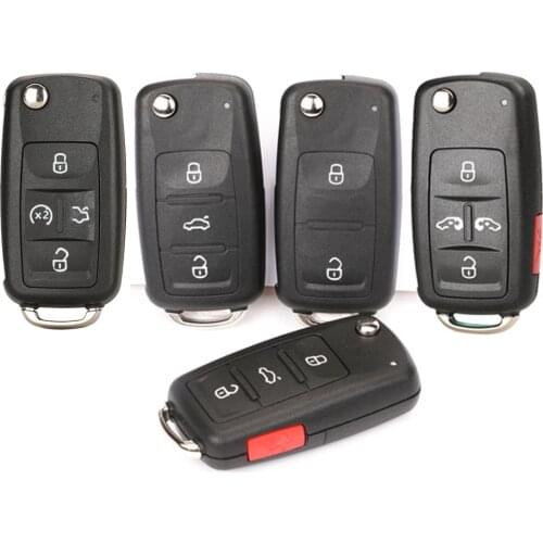 Jingyuqin Flip Folding Remote Car Key Shell Fob For VW Polo Jetta Golf MK6 Tiguan Touareg 202AD 202H 202Q 2/3/4/5 Button KeyCase