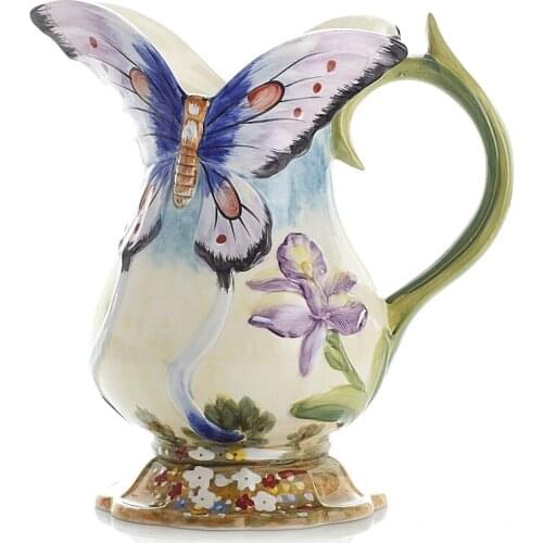 CERAMIC VASE ORNAMENTS GARDENS EUROPEAN PASTORAL STYLE FLOWERS BUTTERFLY VASES SIMPLE MILK JAR VASE