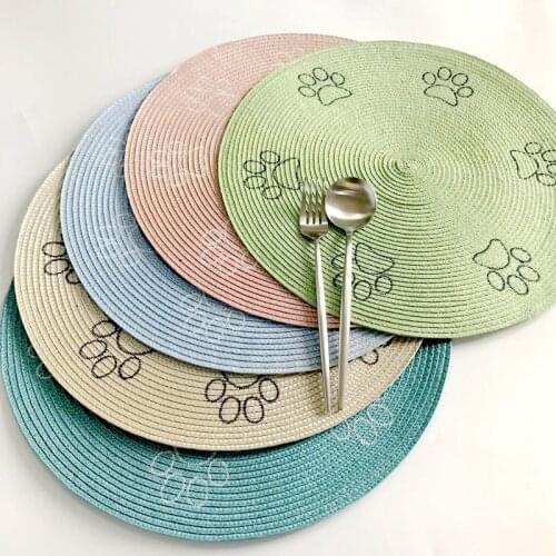 Round Woven Placemats PP Waterproof Dining Table Mat Non-Slip Napkin Disc Bowl Pads Drink Cup Coasters Kitchen Decoration