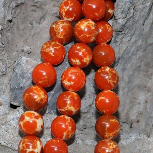 Fashion orange emperor stone imperial loose round beads 6mm 8mm 10mm high quality women jewelry making 15inch B128