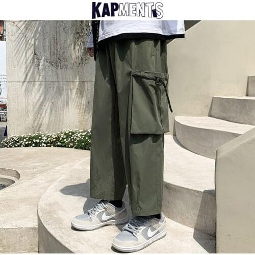 KAPMENTS Men Designer Pockets Cargo Causal Sweatpants 2021 Baggy Wide Leg Japanese Streetwear Joggers Man Kpop Vintage Pants 5XL