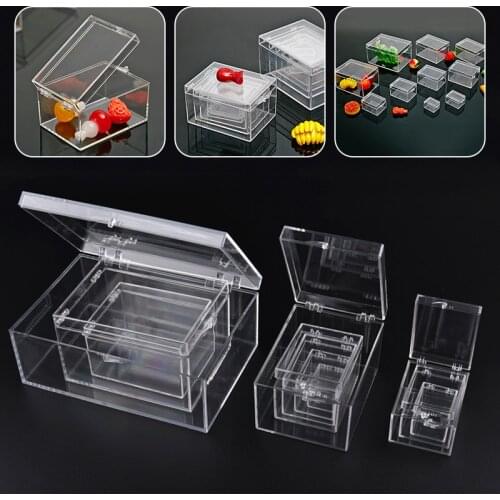 Small Square Clear PS Plastic Storage Boxes For Mini Jewelry/Beads/Crafts Case Container Display Packaging box 9 Sizes