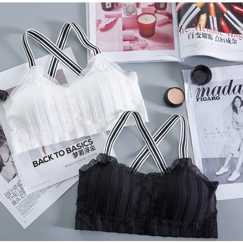 2021 New Lace Ribbed Sling Wrap Chest Seamless One Piece Seamless Sports Bra Womens Bottoming Tube Top