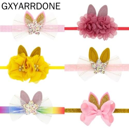 Easter Bunny Ear Headband Baby Flower Crown Hair Accessoriess Photo Props Sweet Princess Headress Party Gifts Girls Headband