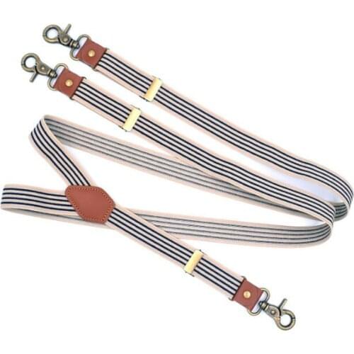 Hook Suspenders Men Women Stripe Elastic Suspender 2.5CM width
