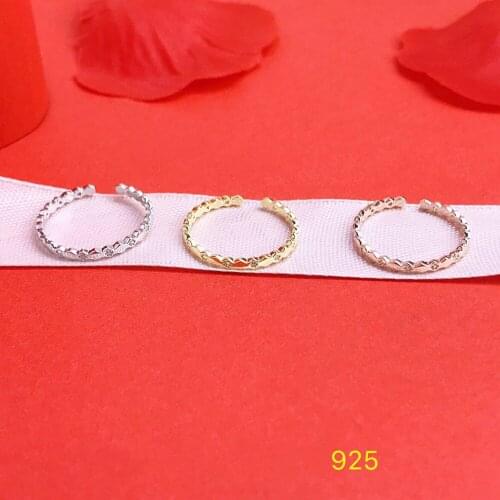 Whole 100% Real 925 Sterling Silver Sumptuous Adjustable Rings Charm Wedding Bridal Zigzag Shiny 18K Ring Meander Fine Jewelry