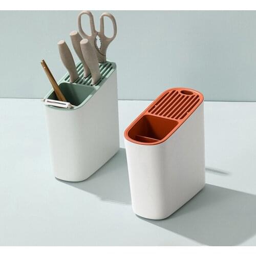 PP Knife Holder with Drainboard Spoon Fork Storage Rack Home Organizer Kitchen Accessories For Knives Scissors Chopsticks