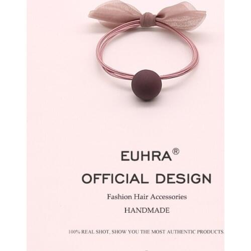 EUHRA 3 Colors Elastic Hair Bands Bow-knot Rosette Frosted Chiffon Ball Elasticity Women Girls Hairband Children Rubber Band