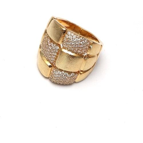 TIRIM 2022 Gold Silver Wide Rings Retro Style Cubic Zirconia Rings for Women Engagement Party Jewelry High Quality Dull Polish