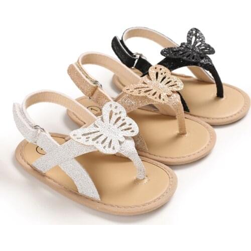 0-18M Infant Baby Girls Boys Sandals Shoes Bling Bling Butterfly Causal Summer Soft Sandals Shoes 3 Colors