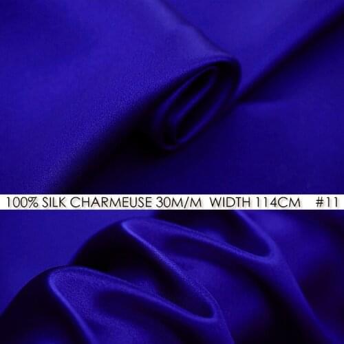 CISULI SILK CHARMEUSE SATIN 114cm width 30momme/100% Natural Silk Fabric/Wedding Dress Sewing Fabric Suppliers Royal Blue NO 11