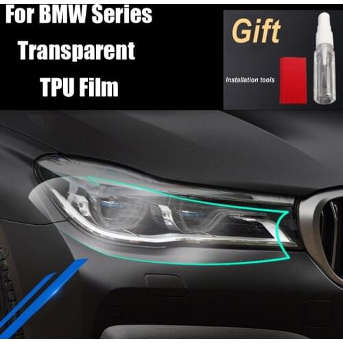TPU Headlights Film For BMW New X1 X3 X4 X5 2 3 4 5 6 Series 2013-2020 Car Transparent Lamp Protective Sticker Accessories 2Pcs
