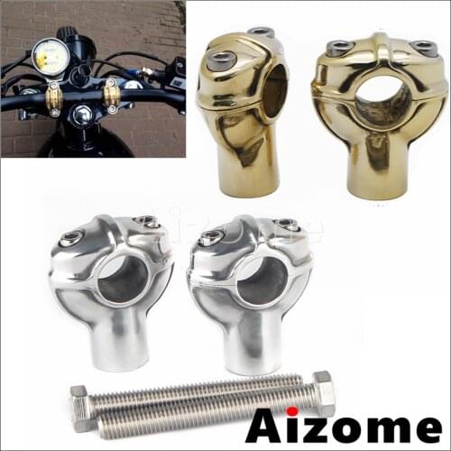 Brass/Silver Motorcycle Handlebar Bar Clamps Risers Universal 25mm 1" Handle Bar For Harley Sportster Triumph Cafe Racer Bobber