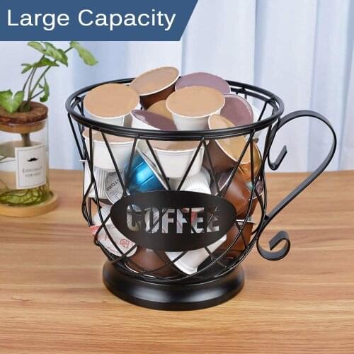 Universal Coffee Capsule Storage Basket Coffee Cup Basket Vintage Coffee Pod Organizer Holder Black For Home Cafe Hotel