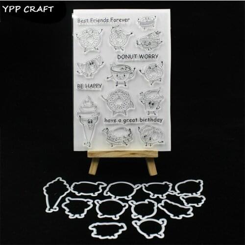YPP CRAFT Lovely Donuts Stamp And Cutting Dies Stencils for DIY Scrapbooking/photo album Decorative Embossing DIY Paper Cards