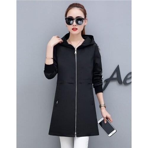 Large size womens windbreaker long section 2019 spring autumn new coa A409