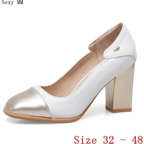 Ladies Pumps Women High Heel Party Shoes Woman Square High Heels Kitten Heels Small Plus Size 32 33 - 40 41 42 43 44 45 46 47 48