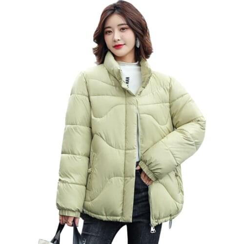 Winter Jacket Women Stand Collar Female Parkas Thick Outerwear Solid Winter Coat Short Cotton Padded Women Clothing