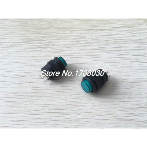 2 Pcs R16-503 16mm Self-Locking Green LED Light Indicator Push Button Switch