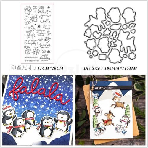 2021 New Penguin Fawn Clear Stamps and Metal Cutting Dies DIY Scrapbooking Embossing Album Seal Template Punch Stencils