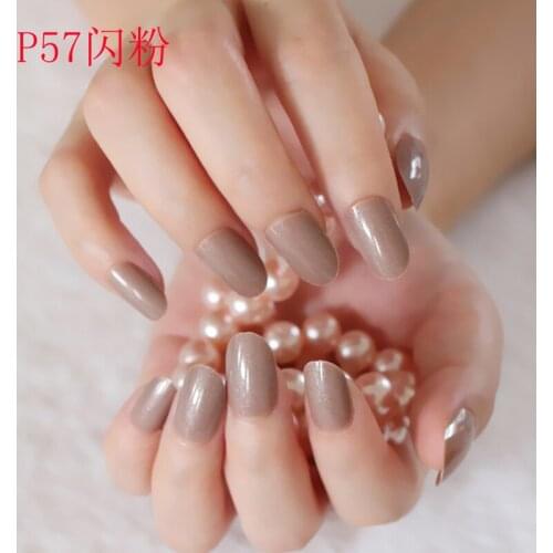 New 24pcs Adorable fashion candy oval decorative fake nails long round section light brown P57X