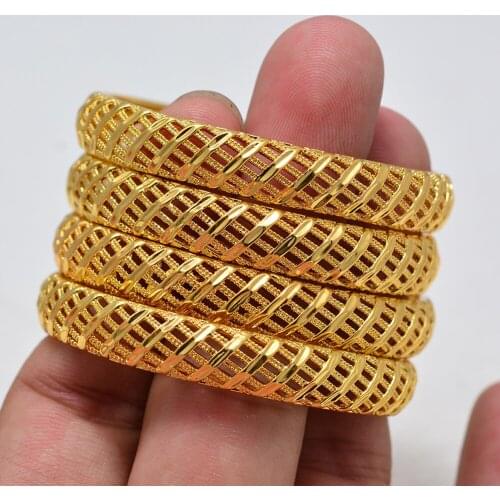 4pcs Baby Dubai Circle Bracelet Bangles For Baby Chind Arab Bracelets Middle Eastern African Fashion Metal Bangles