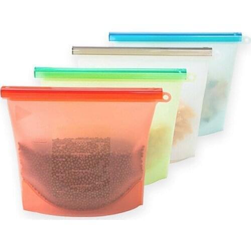 6 Pack Reusable Silicone Food Storage Bags Airtight Seal Food Preservation Container Bag Fresh-keeping for Vegetable Fruit