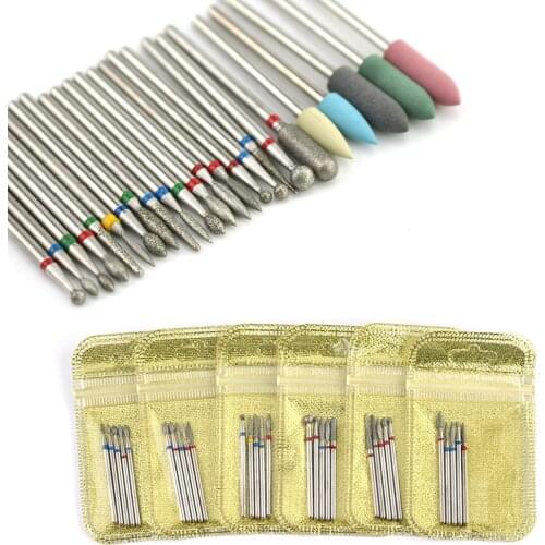 5pcs/Set Diamond Nail Drill Bit Milling Cutters for Manicure Rotary Silicon Ceramic Stone Drills Bits Pedicure Tools Accessories