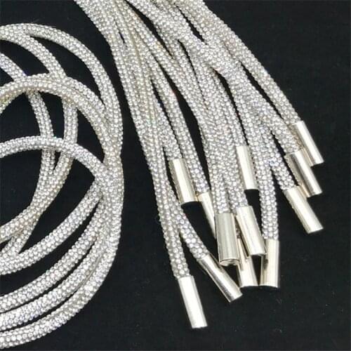 Bling Bling Rhinestone Drawstring Round Rubber Hose Crystal Diamond Soft Tube Shoelace Trimming Hoodies String Diy Trouser Belt