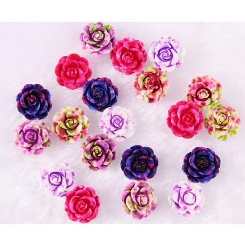 BOLIAO 30Pcs 13mm Rose Flower Shiny Resin Flat Back Rhinestone Glue on Bags/Clothes Home Accessories Decoration R348