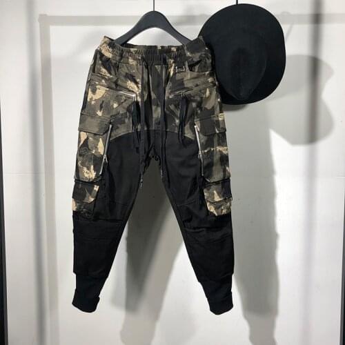 Owen Seak Men Casual Harem Pants Gothic Men Clothing Cargo High Street Sweatpants Autumn Men Calf-Length Pant Loose Black Pants