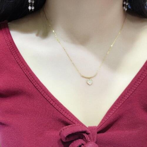 SA SILVERAGE 18K Gold Stylish Pendants Necklace Choker Weighs about 1.6g Yellow Gold Trendy Link Chain 2020