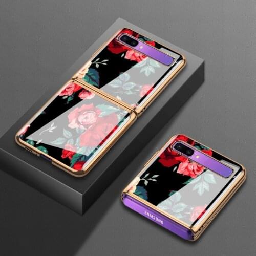 For Samsung Z flip mobile phone case folding f700n protective cover sm-f700electroplated glass f7070