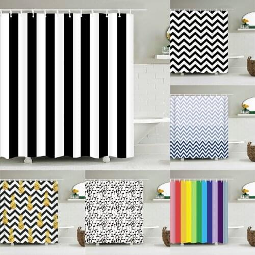 Black And White Striped Shower Curtain Black Bathroom Curtain White Curtains For Bathroom Shower Drop Shipping Fabric Polyester