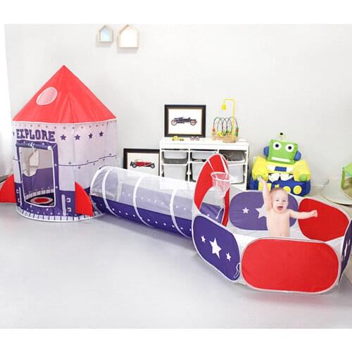 Child Tunnel Tent Toys Kids Indoor Playhouse Baby Ocean Ball Pit Pool Spaceship Tent Space Little Houses For Girls Boys Gift