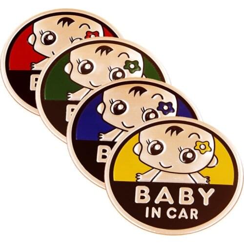 BABY IN CAR badge aluminum alloy sticker decals personality cool warning signs gift decorations suitable for car tricycle motorc