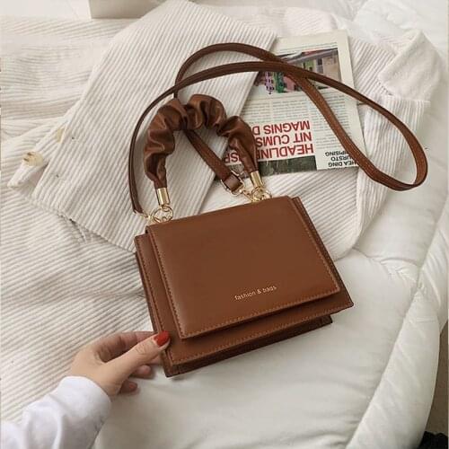 Designer Solid Pleated Handbag Woman High Quality Pu Leather Square Crossbody Bag Women Luxury Brand Cover Womens Shoulder Bag