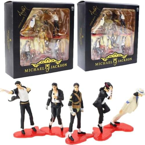 5pcs/set MJ Action Figure Dancing MJ Figurine Smooth Criminal Moonwalk King of Population Pose Pace PVC Collection Model Toy