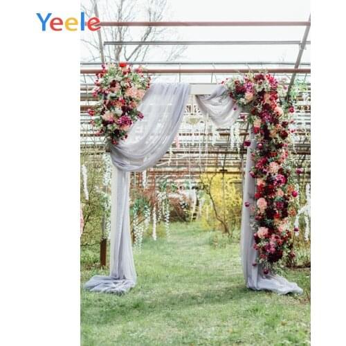 Yeele Rack Flowers Door Curtain Grassland Wedding Photography Backgrounds Customized Photographic Backdrops for Photo Studio