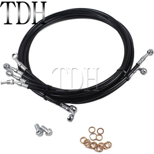 Black Motorcycle 10-12" Handlebar APE Brake Clutch Cable Brake Line Kit For ABS Models For Harley 14-17 Touring