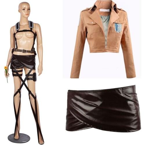 2019 Haloween Costumes Levi Cosplay Attack on Titan Costume Shingeki no Kyojin Rivuai Jacket Pant All in One for Party Full Sets