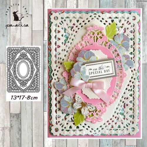 Panalisacraft Lace Frame Background Metal Cutting Dies And Stamps cut die scrapbooking Album Paper Card Craft Embossing