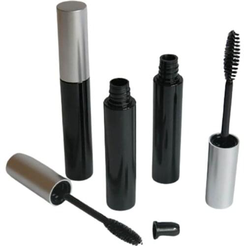 Refillable Black 10ml Mascara Tubes with Silver Cap Wand Brush 10cc 1/3oz Eyelash Cream Container Bottle Vials 50pcs