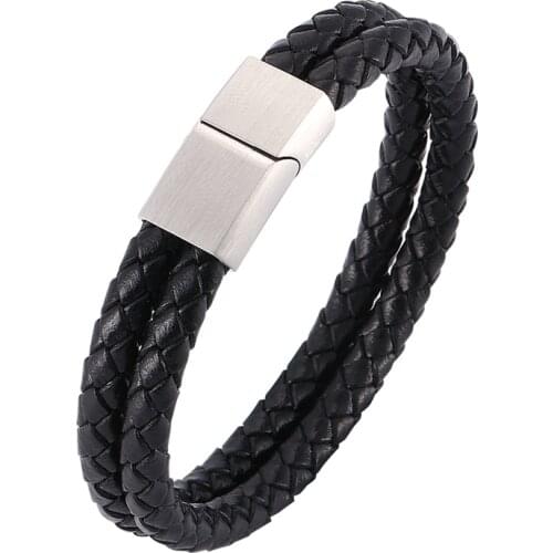 Fashion Charm Jewelry Classic Men Genuine Stainless Steel Bracelets Multilayer Braided Rope Chain For Men Christmas Gifts PD0033