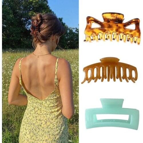 MueRaa Women GIrls Tranparent Matte Hair Claws Banana Hair Clip Hairpins Bohemian Beach Hair Accessories Barrettes Headwear