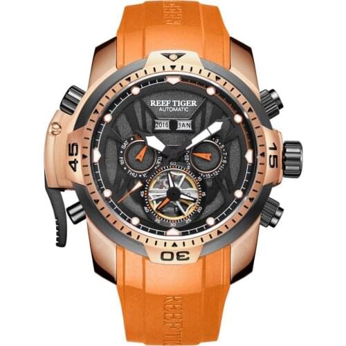 Men sport automatic watch,mens mechanical watches Reef Tiger man luxury sport waterproof wristwatch reloj hombre fashion RGA3532