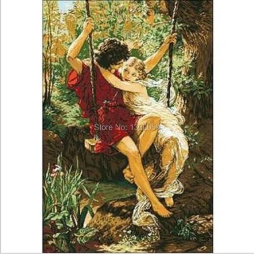 Lovers Swing Angel Flower Needlework Embroidery Cross Stitch Kit Factory Sale