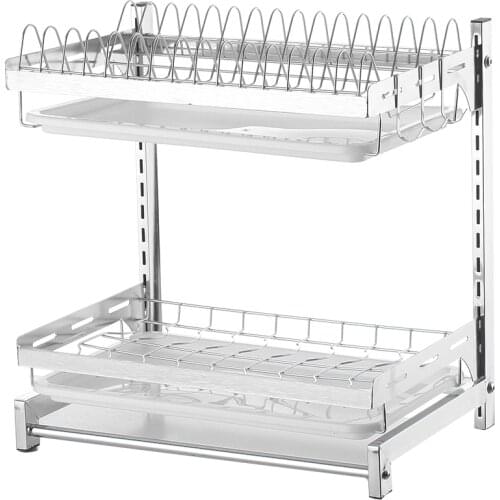 ShelvesFor Kitchen 2-tier 201Stainless Steel Dish Drying Rack for Kitchen Dishes Bowl Cup Dryer Drainer Holder kitchen Storage